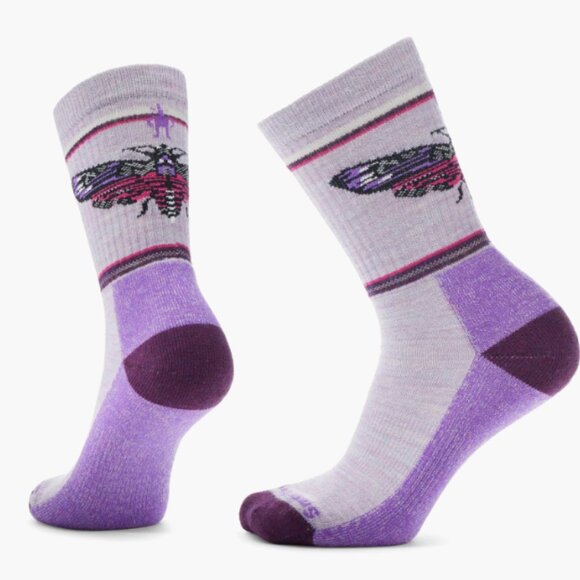 SmartWool Women's XL Everyday Mystic Moth Pattern Socks Crew NWT Purple - Picture 8 of 9